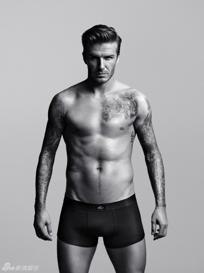 贝克汉姆内衣裤广告写真 大秀健硕肌肉性感纹身