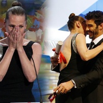 贝克特获封最佳女演员 与颁奖嘉宾相拥激动落泪