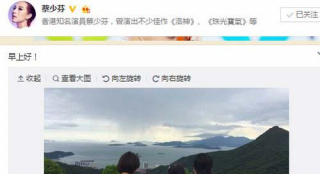 蔡少芬晒一家四口休假背影照 网友：幸福的一家