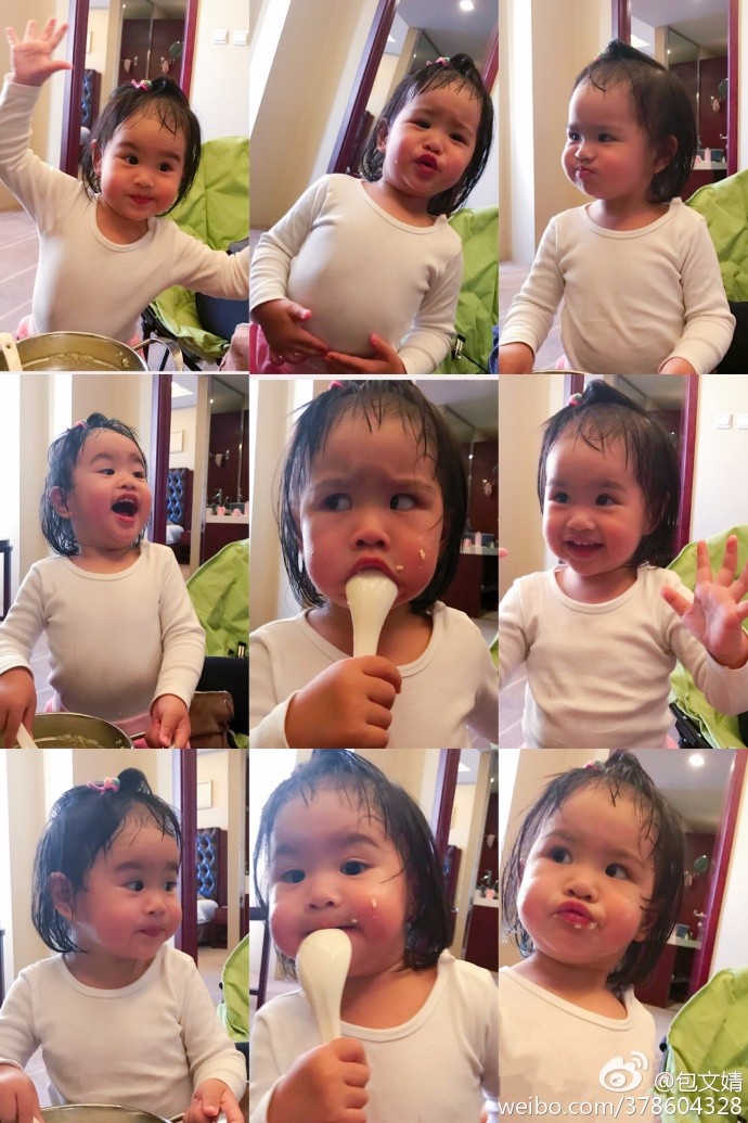 包贝尔女儿街边上线!表情一姐甜馨综艺不表情地位包的狗在图片