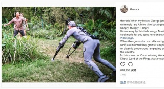 巨石強森《狂暴》曝新片場照 樹林對峙"假猩猩"