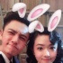 陳坤頂萌兔子耳朵與萬茜合影 俊男美女很萌很養(yǎng)眼