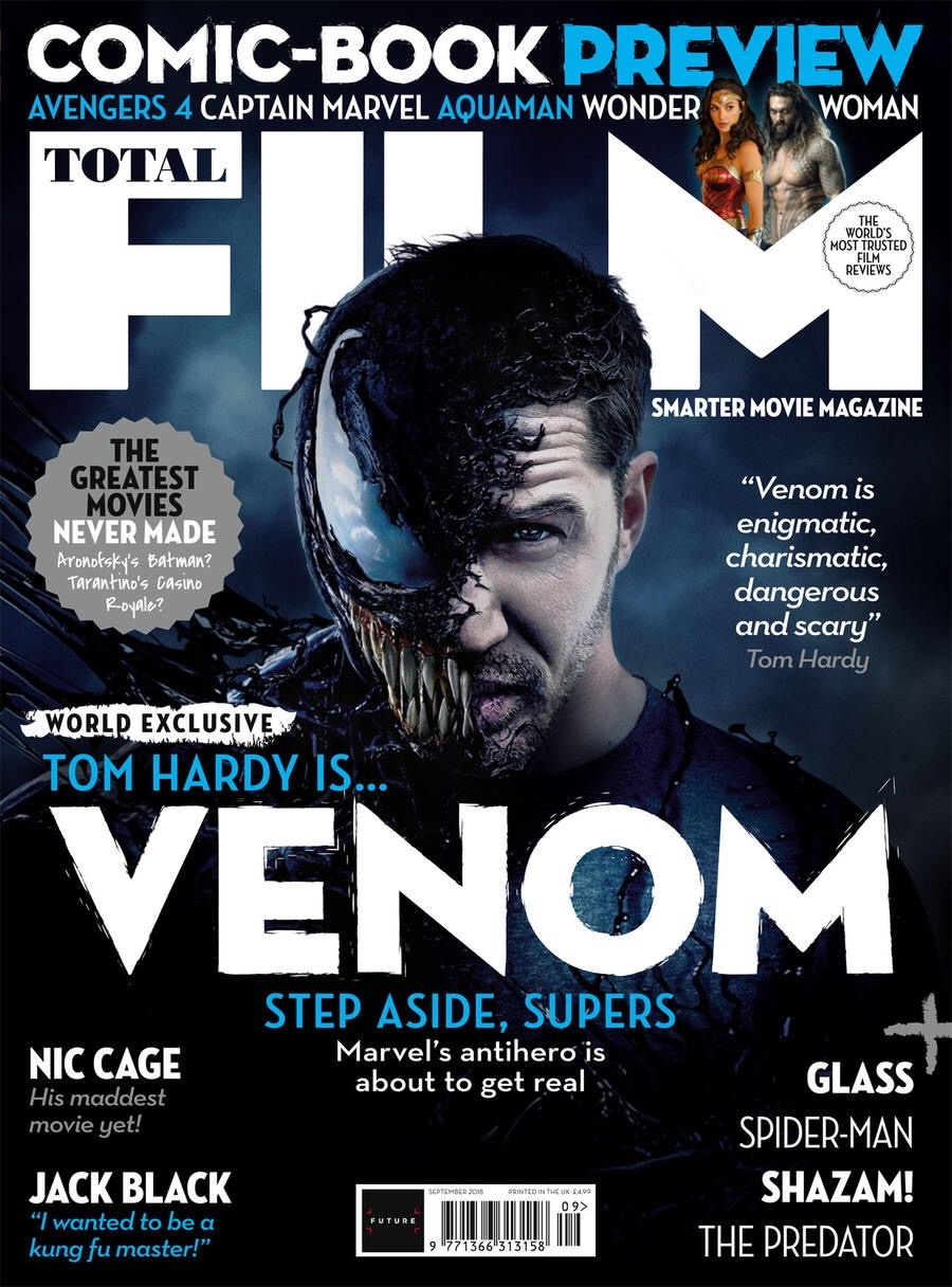 汤姆·哈迪登封面 导演称《毒液》为肉体恐怖电影