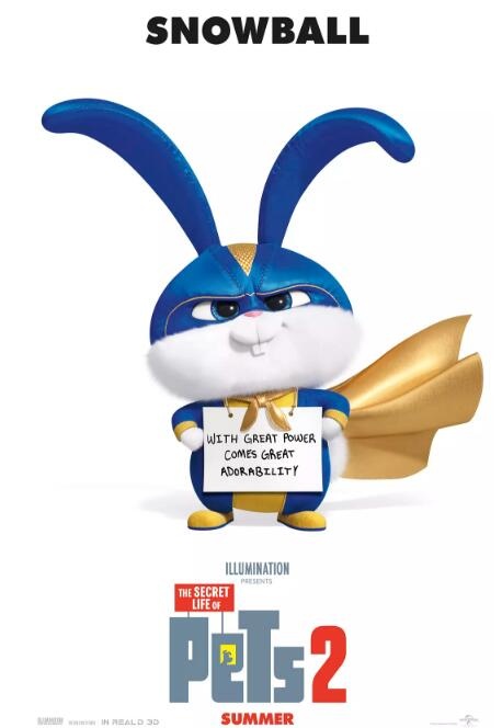 《爱宠大机密2》角色海报曝光 兔子打扮成超人