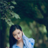 景甜迎七月夏季好清凉！穿蓝色条纹衬衣笑容甜美