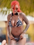 茱蒂·馬什海灘曬肉秀巨胸 爆乳馬蜂腰顯無限誘惑