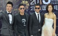 张家辉、郭富城黑超亮相 江一燕白色洋装小鸟依人