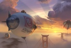 这张剧照相当惹眼，因为画面正中央的热气球上印着一个大大的汉字“吃”。