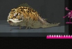 河妖最终的定型图，是一个虎面鱼身的怪物，它是沙僧作为妖的身形。之前有一个虎面虎嘴的设计，最终经过修改，河妖拥有了一个更加合理的鱼唇。