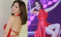 柳巖裸背紅裙亮相中秋晚會 “月桂女神”性感妖嬈