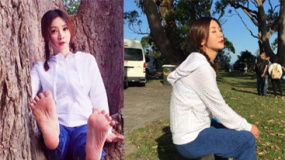 柳巖曬澳洲工作照 擁抱袋鼠爬樹(shù)造型嬌俏可愛(ài)