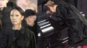 席琳·迪翁吻丈夫灵柩道别 献紫马蹄莲花语寄情