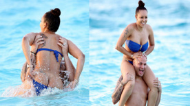 前辣妹组合成员与老公戏水 泳裤滑落显尴尬