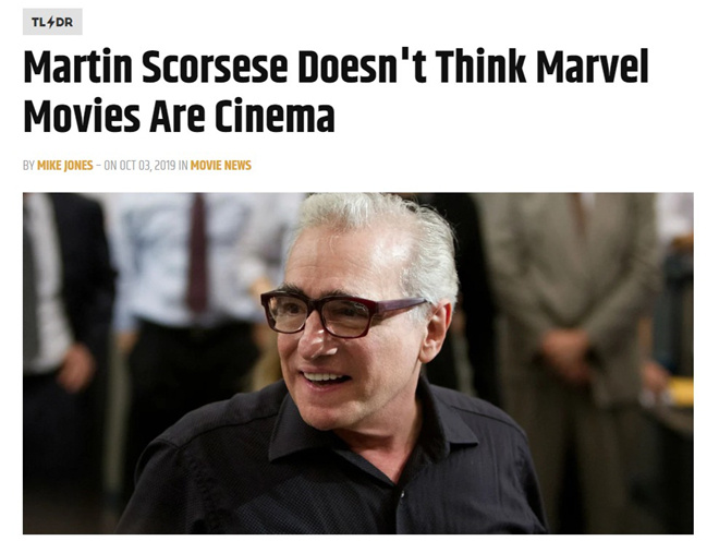 马丁·斯科塞斯批评漫威电影引争议 “滚导”回应