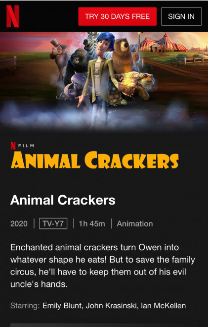 动画影片《神奇马戏团之动物饼干》在网飞上映