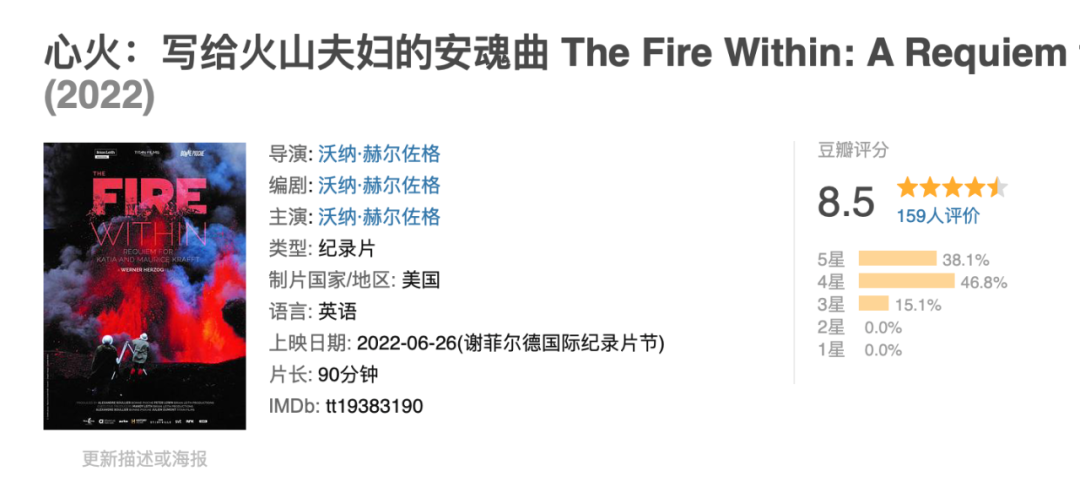 主角,赫尔佐格今年也用他们留下的影像资料,拍摄了一部纪录片《心火