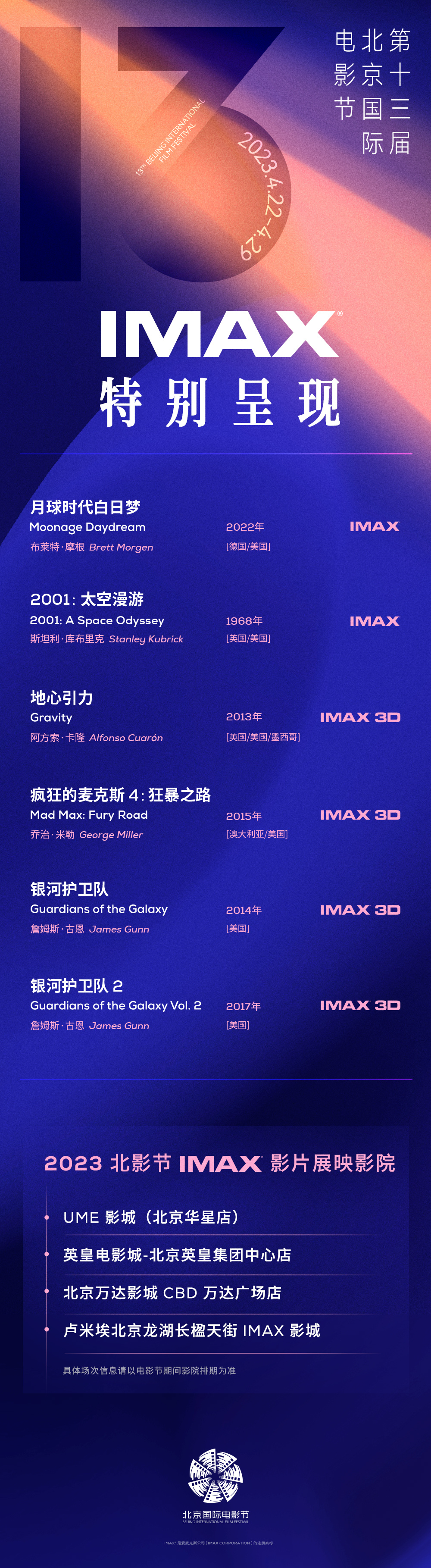六部经典！第十三届北京国际电影节IMAX片单公布