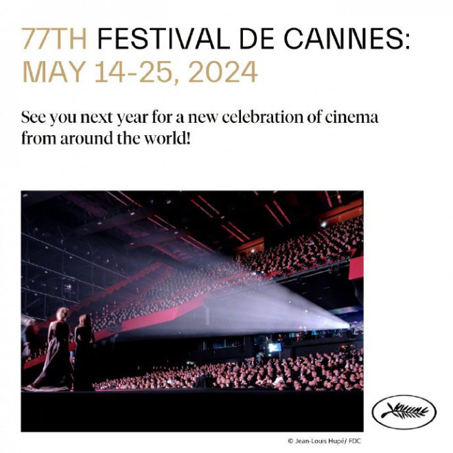 第77届戛纳电影节将于2024年5月14日-25日举行