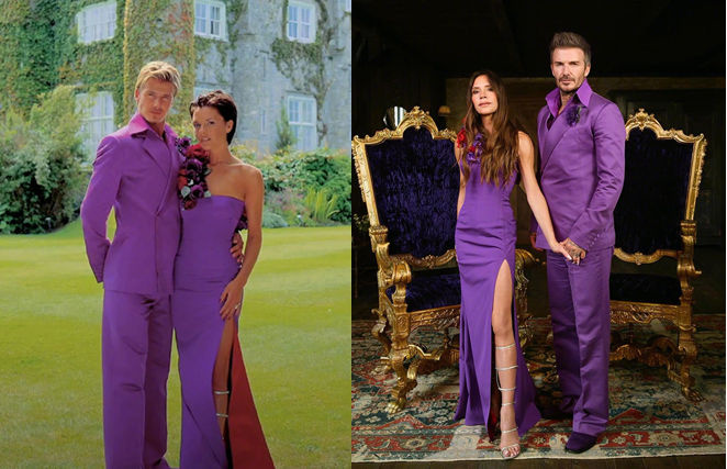 穿越时空的浪漫!小贝夫妇穿当年礼服庆结婚纪念日