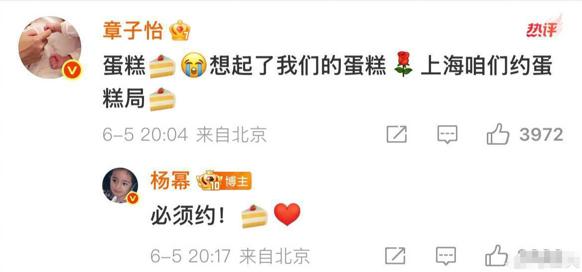 杨幂章子怡隔空约上海蛋糕局，二人合作新片将上映